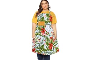 FanChose Plus Size Aprons for Women with Pockets, Men Cotton Kitchen Apron, Canvas Cooking Apron for Barber, Baking, Cooking, Painting, Garden Gardening, Cleaning, BBQ