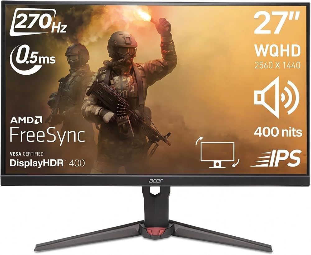 ACER Nitro XV272UZ2bmiiprx 27" 270Hz 0.5ms AMD FreeSync IPS WQHD MM 400Nit HDR400 VESA PİVOT Gaming Monitör