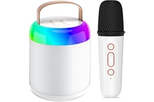 Tipao Karaoke Machine for Kids with 1 Microphones, Portable Kids Karaoke Machines for Girls with LED Party Lights,Girls Toys Birthday Gifts for Kids Age 14-18(White 1 Mic)