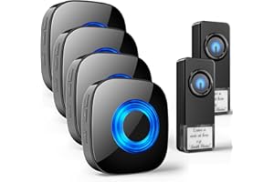 PHYSEN Timbre inalámbrico Exterior Impermeable IP55, 400M Alcance Doorbell, Kit de timbre con 4 Receptor + 2 Transmisor, 58 Melodías 5 Niveles de Volumen (0-110dB), Indicador LED, Fácil Instalación