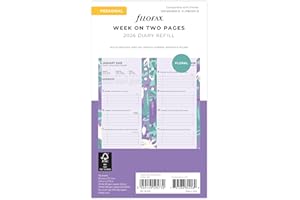 Filofax Agenda personal ilustrada floral semanal en 2 páginas, 5 idiomas, 2026, paquete 26-6341