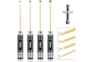MAKERFIRE Sechskant Schraubendreher Satz 4-teilig | Rc Werkzeug Innensechskant Schraubenzieher | Handwerkzeug für Modellbau mit Kreuzschlüsselhülse RC Auto Boot Quadcopter Hubschrauber Multirotor Modelle Gold