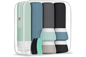 ALIIP Botes Viaje Rellenables,Botellas de Viaje Silicona 40/90ml,Kit Viaje Avion Transparente y Botes Exprimible,Envases Silicona Suave para Gel y Champú,Loción,Cosméticos,A Prueba de Fugas 8pcs-D08