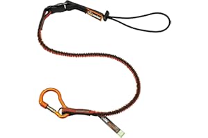 Shock Absorbing Tool Lanyard with Self-Locking Carabiner and Detachable Loop End, Tool Weight Capacity 5lbs, Ergodyne Squids 3102, Orange & Gray, Standard (3102F(x))