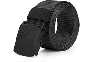 Justay Comf Herren Gürtel Kunststoffschnalle/Metall Schnalle Nylon Atmungsaktiver Canvas Gürtel Verstellbar Länge 125/130cm, Breite 3,8 cm Geschenk für Herren