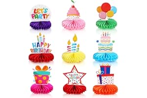 uinnossvc 9 Stück Wabenbälle Tischdeko, Honeycomb Party Dekorationen, Kindergeburtstage Party Tischdeko, Bienenwabe Mittelstücke Geburtstag für Jungen Mädchen