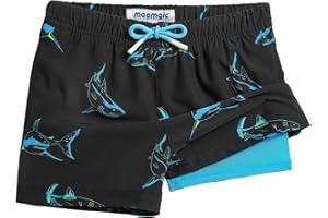 MaaMgic Bañador Niño con Forro 2 en 1 de Compresión y Cintura Ajustable Shorts Traje de Baño Bañador Corto de Natación Secado Rápido VÍA Multiple