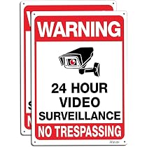 2 Stück Videoüberwachungsschild Aus Aluminium – 25,4 X 17,8 Cm, "Private Property" Warnung, Wetterfest