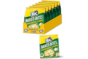 ‎TUC TUC Baked Bites Cream Cheese & Onion 6 x 110g I Salzgebäck Großpackung I Cracker mit Sauerrahm-Zwiebel-Geschmack I TUC Mini-Cracker