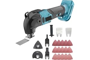 MAENGRE Akku-Multifunktionswerkzeug, Oszillierwerkzeuge Ersatz Für Makita 18V, Mit 22 Zubehör, 4° Oszillationswinkel, Drehzahlregelung, Multifunktionswerkzeuge Für Schleifen, Schneiden und Schälen, Keine Akku