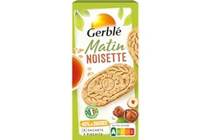 Gerblé Biscuits Matin Noisettes – Céréales Complètes, Réduits en Sucres, Source de Fibres – Petit-Déjeuner Gourmand Sans Huile de Palme, 200 g