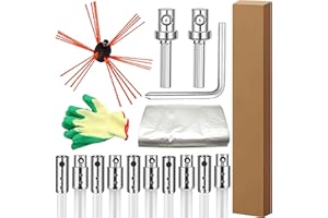 Diraeen 33 Feet Chimney Sweep Kit, Chimney Cleaner, Rotary Drill Drive Chimney Brush Kit for Cleaning Fireplace, Chimney Cleaning Tools with 10 Nylon Flexible Rods and A Brush Head