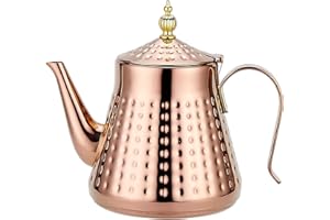 SANQIAHOME 1200ml Teiera in acciaio inoxcon,Con Infusore per Tè Sfuso,Teiera vintage,rame