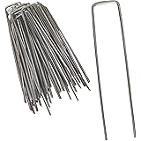 KRONLY 50 Stück Erdanker Stahl rostfrei - Bodenanker für Unkrautvlies Erdnägel - 150mm lang, 30mm breit, Ø 3mm