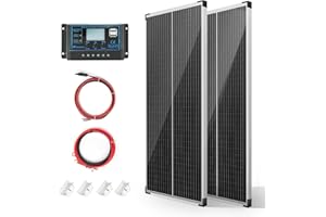 Nicesolar Impianto solare da 200 W, set completo da 100 W, pannello solare da 12 V, con regolatore di carica per una carica di energia indipendente da 12/24 Volt, per camper, barca, roulotte, casa