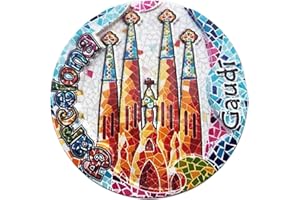 MUYU MAGNET Mozaika styl Barcelona Hiszpania 3D magnes na lodówkę pamiątka podróżna prezent, dekoracja domu i kuchni naklejka magnetyczna Barcelona kolekcja magnesów na lodówkę okrągła