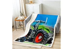 LOUSSIESD Autos Flanell Fleecedecke Cartoon LKW Traktor Sherpa Decke Kinder Jungen Mädchen Landmaschinen Wohndecke Baufahrzeug Dekor Kuscheldecke für Schlafsofa Couch Decke 150x200cm