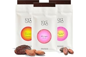 Kaicao Chocolate Negro Selección – Degustación de Tres Chocolates Negros para Regalar – Endulzados con Dátiles – 90% Cacao Origen El Salvador, 85% Cacao Origen Perú y 85% Cacao Origen Uganda – 3 x 70g
