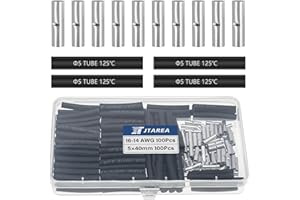 JTAREA 200 Stücke 16-14 AWG Stoßverbinder Unisoliert Set mit Schrumpfschlauch Nicht Isoliert Butt Connectors Stossverbinder Crimpverbinder 1,5-2,5 mm² Kabel Crimp Verbindung für Automobile Boote