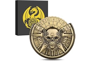 KELLER & WEBER 7-in-1 Corpse Skull Fingertip Gyro, DND Wheel Dice Spiner, DND Starter Set, 7-in-1 Metal D&D Dice Set, D&D Gifts with Dragon Logo Gift Box, Tabletop Games, Role Playing Board Game Accessories, Bronze