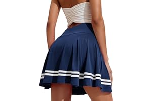 PINSPARK Damen Plissiert Tennisrock mit Hose Athletic Golfrock Activewear Rock mit Hose Drunter Sportrock Outfits Workout Laufen Miniröcke