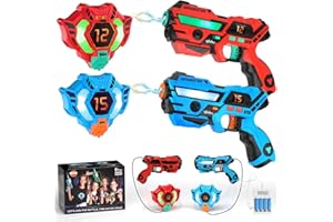 VATOS Recargable Laser Tag Set 2 Packs - En Tiempo Real de Datos Sync Infrarrojos Laser Tag Sets, 2 Jugador Lazer Tag Juego de Disparos para Niños Adolescentes Edad 6-12 años