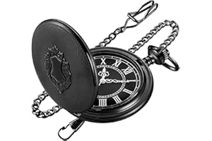 Tiong Vintage Shield Pocket Watch Roman Numeral Scale Quartz Men's Pocket Watches with Chain Christmas Gifts