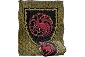 LOGOVISION GAME OF THRONES Dom Smoka jedwabisty w dotyku, super miękki koc, 152 x 127 cm