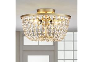 WUZUPS araña de cristal flushmount luz de techo moderna accesorio de iluminación para dormitorio pasillo bar cocina baño, h 21 x w 33, oro, base g9