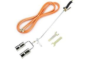 SELLNET Gasbrenner 110KW mit Schlauch 5m Dachbrenner Brenner Abflammgerät mit 2-Düse Unkrautvernichtung, Anzünder, Bitumenbahnen Abflammgerät für Unkraut Brenner SN0285