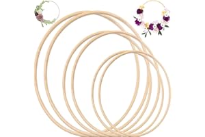 HAOBIN Zestaw 6 drewnianych pierścieni bambusowych, wianek bambusowy, do majsterkowania, dekoracja wieńca, dekoracja na ścianę, dekoracja na ścianę, wieniec weselny