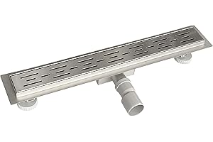 Acezanble Caniveau de Douche Italienne en Acier Inox Siphon Sol d'évacuation pour Salle de Bain Rectangulaire en Modèle Lignes 70 cm
