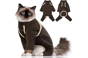 Katzinst Maglione per gatti con capelli appiccicosi, maglione per gatti, pigiama per gatti, tutina per gatti con quattro zampe, abbigliamento caldo per gattini, gatti e cuccioli, vestiti morbidi ed