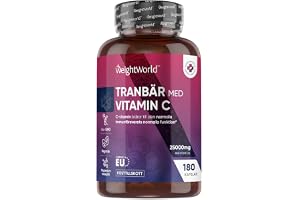 Tranbärskapslar med Vitamin C - motsvarar ca 25.000 mg tranbärspulver (50:1) - 6 månaders förbrukning - 180 stycken & vegan