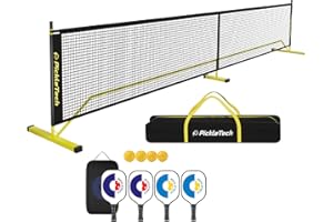 PICKLETECH - Filet de Pickleball Portable 3.0 Pro - Version Renforcée - Réglementaire 6.7 m - Cadre Acier - Filet PVC PEHD - Base Antidérapante - Sac - Equipement Pickleball