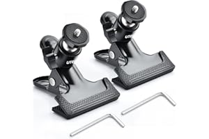 Supporto a Pinza in Metallo per Flash Riflettore, UTEBIT Testa a Sfera Rotante Clip con Interfaccia Filettata Standard da 1/4", Fotografia Morsetto Clip per Fotocamera, Treppiede, Studio