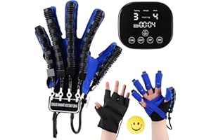 VEANVOKY Rehabilitation Robot Glove for Stroke Hemiplegia Stroke Recovery Equipment for Left or Right Robotic Hand Trainer with Heating Massage Mirror (Right Hand, M)