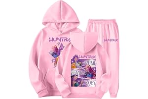 Générique Ensemble Jogging Fille 2 Pièces Survetement K-Kpop Demons Hunters Sweat à Capuche et Pantalon de Sport Imprimé D-Demon H-Hunters Huntr/X Tenue Décontracté Manches Longues