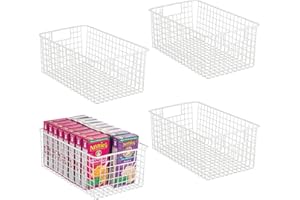 mDesign Set da 4 organizer cucina – Portaoggetti multiuso – Cestino metallico multiuso ideale per il bagno, la cucina, il garage e la cameretta – bianco opaco