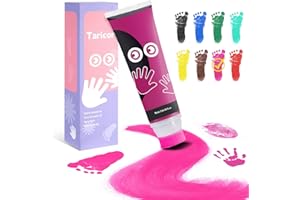 Taricor Kit Huella del Pie, 75ml Huellas Bebe Recien Nacido Con Esponja, No Tóxicas Huella Bebe Pie y Manos, Tinta para Huellas Bebe para Regalo De Bautizo, Ideal Para Guardería, Escuela y Hogar