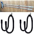 2 Pack Pool Pole Hanger/Hook, Pool Cleaning Tool Holder and Organizer for Pool Poles, Skimmers, Leaf Rakes, Nets, Brushes, Hose, use to Hang Pool Accessories on Pool Fence / Wall, is Rust Resistant