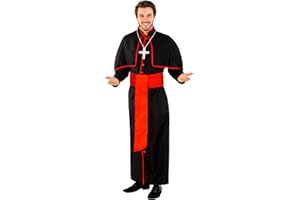 TecTake Costume da uomo - Cardinale Giovanni | Lungo abito da cardinale | Mantellina applicata | incl. Cintura e catena con crocifisso