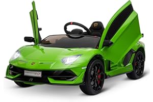 HOMCOM Elektroauto für Kinder 12V Lamborghini SVJ lizenziert Kinderfahrzeug Kinderauto für 3-8 Jahre mit Fernsteuerung 2 x 550 Motoren MP3/USB Licht Musik Metall Grün 123 x 66,5 x 45,5 cm