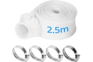 QWORK® Termisk mantel, 25 x 250 cm, med 4 klämmor för avgasrör, för uppvärmning av gasoljor för parkeringsuppvärmning - glasfiber med hög temperatur, kompatibel 22–24 mm