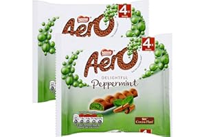 NESQUIK Nestle Aero Peppermint Bubbly Bar zestaw 2 szt. 4 x 27 g (216 g) – batonik czekoladowy z przewiewnym wypełnieniem miętowym