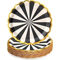 50 Stück Schwarze Pappteller, 23 Cm – Mit Gewelltem Rand, Für Geburtstag, Hochzeit & Feiern