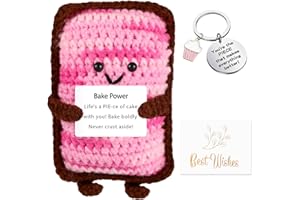 VSPEK Positive Torta Pane,Positiva Divertente Bambole Supporto Emotivo Motivazionale con Positivo Portachiavi Biglietto di auguri Decorazioni Tessute a Mano all'uncinetto Regalo per Amici Familiari Unisex