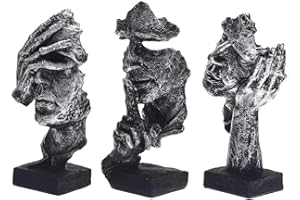 Marimor Statuen 3 Stück Skulpturen Deko modern Dekoration Skulptur Dekoartikel Deko Skulptur und Büste für Büro Wohnzimmer Schlafzimmer Schreibtisch Geschenk (Silber)
