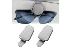 Shinybox Porta Occhiali da Auto Clip, 2 Pezzi Portaocchiali Auto, Porta Occhiali Supporto Occhiali da Sole Auto, Accessorio Parasole per Auto, Porta Occhiali da Sole Auto (Grigio)