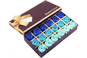 Gearmax 18pcs Aroma de Rosa Baño Jabón Rose Flor en Caja de Regalo Color del Gradiente Fascinante Ramo de Rosas(Color Aleatorio)